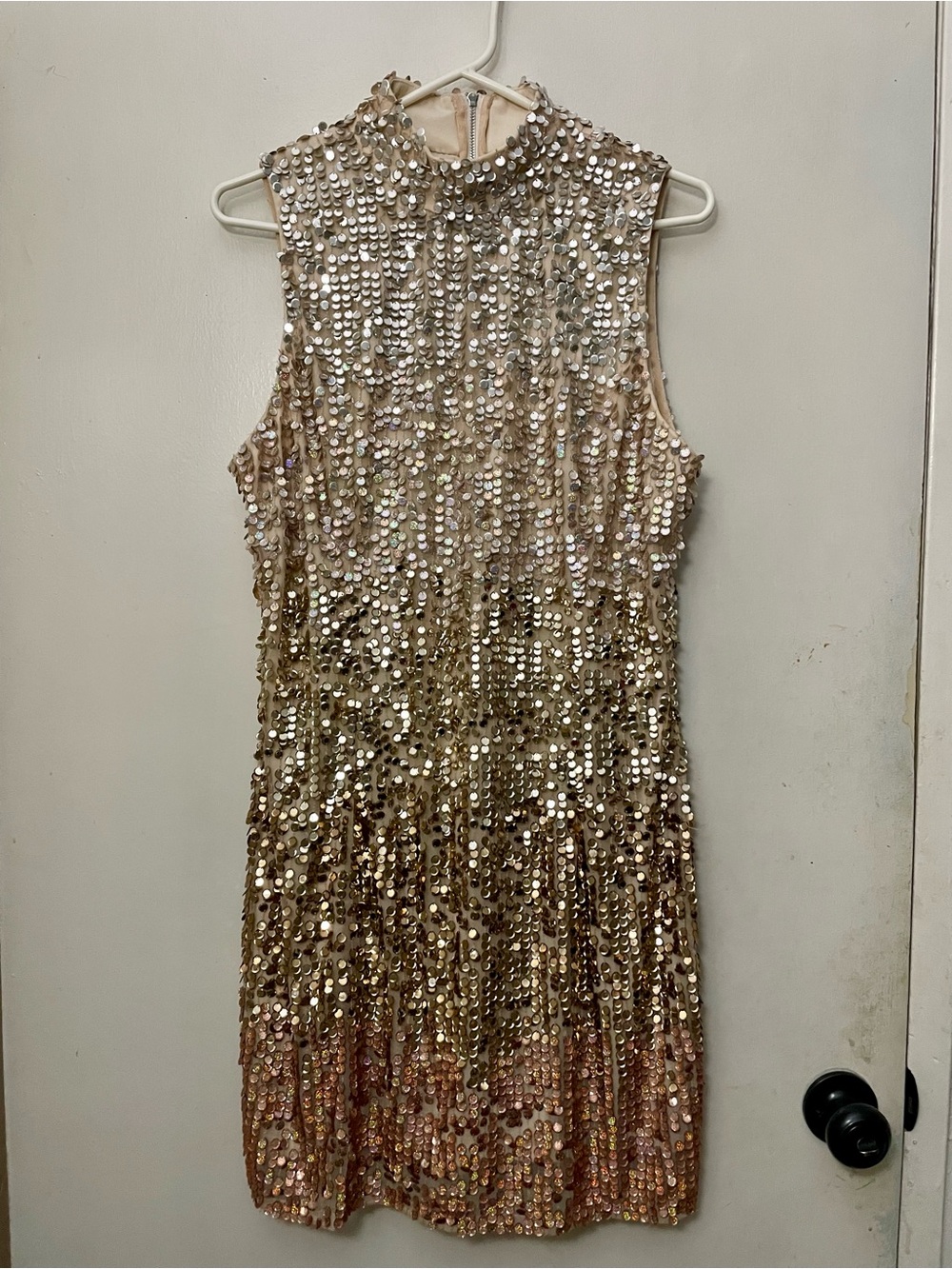 French Connection gold ombré sequins dress size 12 new with tags MSRP $298
